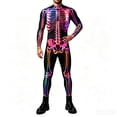 thumbnail image 1 of Men's Halloween Skeleton Bodysuit, 3D Bone Print Clothes, Long Sleeve Jumpsuit, S-4XL, 1 of 5
