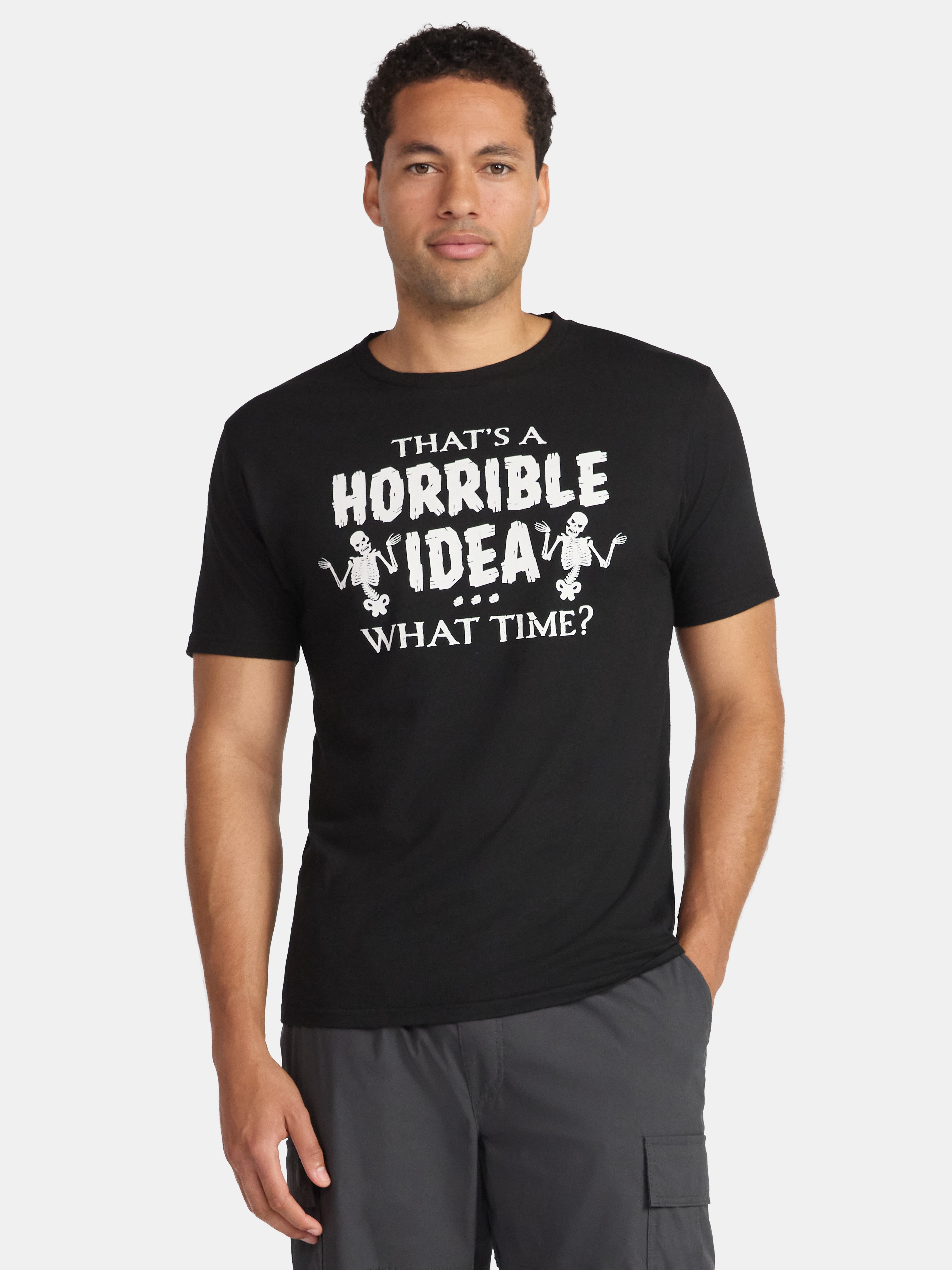 Halloween Men's Skeleton Horrible Idea Graphic Tee from Way to Celebrate, Sizes XS-3XL