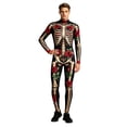 thumbnail image 1 of Men's Halloween Skeleton Jumpsuit Tight Fit Bodysuit,Long Sleeve Bodysuit for Performance Dress Up Party Onesie, 1 of 5