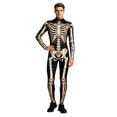thumbnail image 1 of Men's Halloween Skeleton Jumpsuit Tight Fit Bodysuit,Long Sleeve Bodysuit for Performance Dress Up Party Onesie, 1 of 5