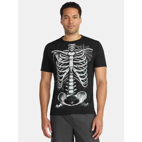 Halloween Men's Skeleton Webbed Ribs Graphic Tee from Way to Celebrate, Sizes XS-3XL