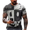 thumbnail image 1 of Men's Halloween Skull Patchwork Graphic T-Shirt Crew Neck Short Sleeve Casual Streetwear Top, 1 of 6