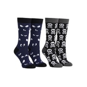 Mens Halloween Socks Spooky Eyes & Skull and Crossbones Glow in the Dark 2-Pack