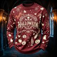 thumbnail image 1 of Men's Halloween Sweatshirt Spiderweb Pumpkin Long Sleeve Spooky Sweatshirts Skeleton Ghost Crew Neck Horror Lightweight Sweatshirt, XL, 1 of 4
