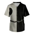 thumbnail image 1 of Men's Halloween T-Shirts Short Sleeve Funny Spooky Novelty Retro Workwear Stretch Loose Fit Working Nurse Top with Pockets Gray M, 1 of 6