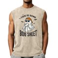 thumbnail image 1 of Men's Halloween Themed Shirts Vintage Distressed Washed Funny Pumpkin Print Sleeveless Crew Neck Tee Shirts New Stylish Pullover Sporty Outfits Beige L, 1 of 3