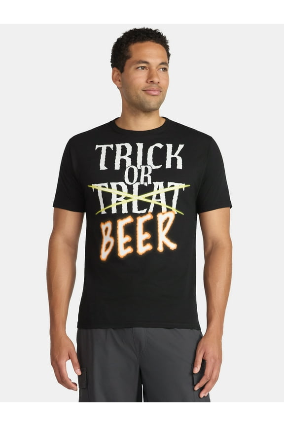Halloween Men's Trick or Treat Beer Graphic Tee from Way to Celebrate, Sizes XS-3XL