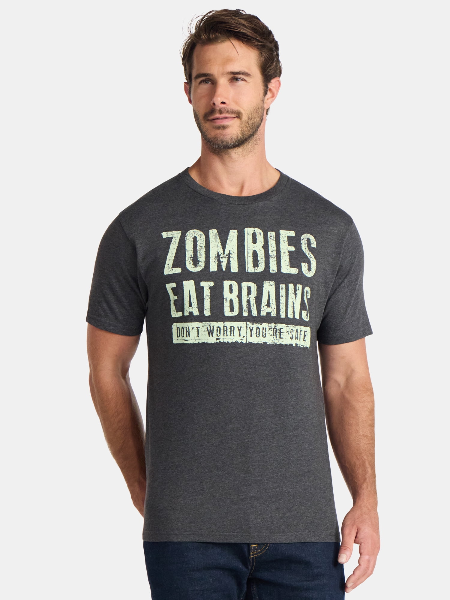 Halloween Men's Zombie Brains Graphic Tee from Way to Celebrate, Sizes XS-3XL