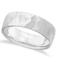 thumbnail image 1 of Men\'s Hammered Finished Carved Band Wedding Ring 14k White Gold (7mm), 1 of 6