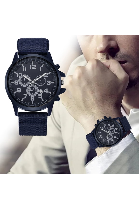 Men's Hand Canvas Rubber Strap Precise Timing Men's Fashion Leisure Business Hand Precise Timing Watch