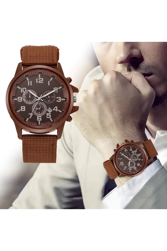 Men's Hand Canvas Rubber Strap Precise Timing Men's Fashion Leisure Business Hand Precise Timing Watch