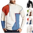 thumbnail image 1 of Men's Hand-Stitched Colorblock Mock Neck Pullovers Relaxed Fit Soft Knit Sweaters Warm Tops for Fall Winter Casual Layering Blue M-3XL by Zenithor, 1 of 8