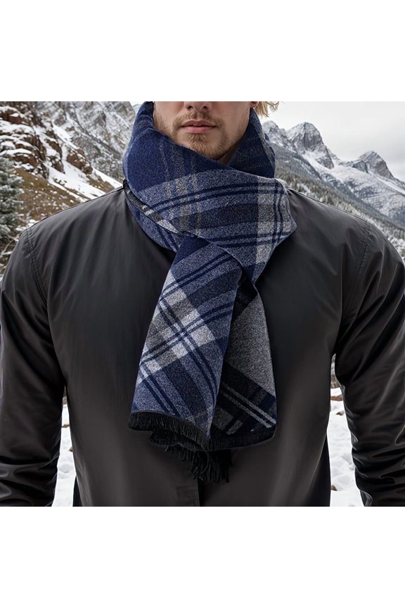 Men's Hand Wash or Dry Clean Scarf - Winter Warm Wool - Elegant Striped Pattern - Lightweight & Stylish for Cold Weather