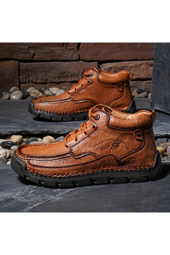 Men’s Handcrafted Minimalist Boots Hand Stitched Premium Durable Leather Lightweight Comfortable Casual Dress Boots All Day Wear Versatile Everyday Footwear Stylish Classic Design