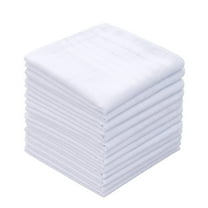 Men's Handkerchiefs 100% Cotton Solid White with Stripe Large Classic Hankies Bulk Set