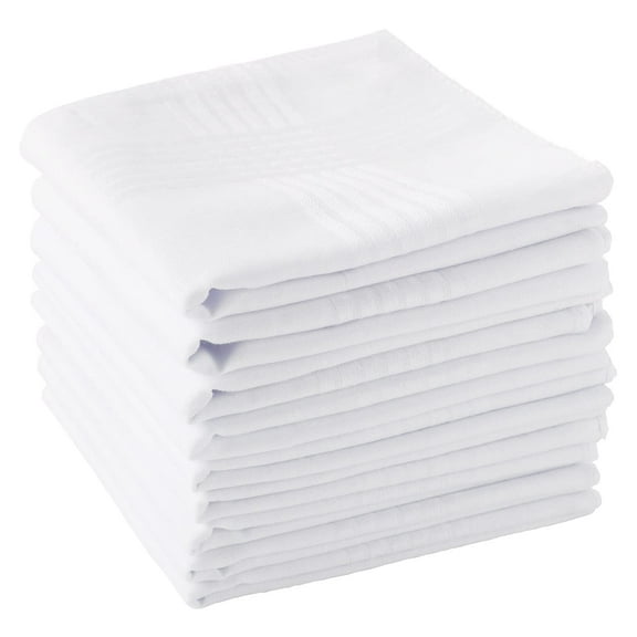 Men's Handkerchiefs 100% Soft Cotton White Hankie Hankerchieves