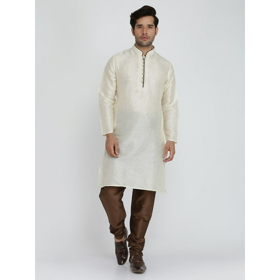 Men's Handmade Designer Jacquard Silk Indian Kurta Pyjama Sherwani Festive Dress