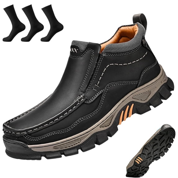 Men's Handmade Genuine Leather Orthopedic Comfortable Walking Boots | Classic Casual & Work Loafers for Everyday Wear