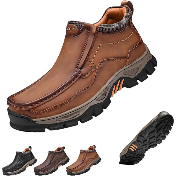 Men's Handmade Genuine Leather Orthopedic Comfortable Walking Boots, Genuine Leather Orthopedic Boots, Spacious Toe Box