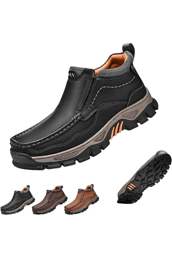 Men's Handmade Genuine Leather Orthopedic Comfortable Walking Boots, Genuine Leather Orthopedic Boots, Spacious Toe Box