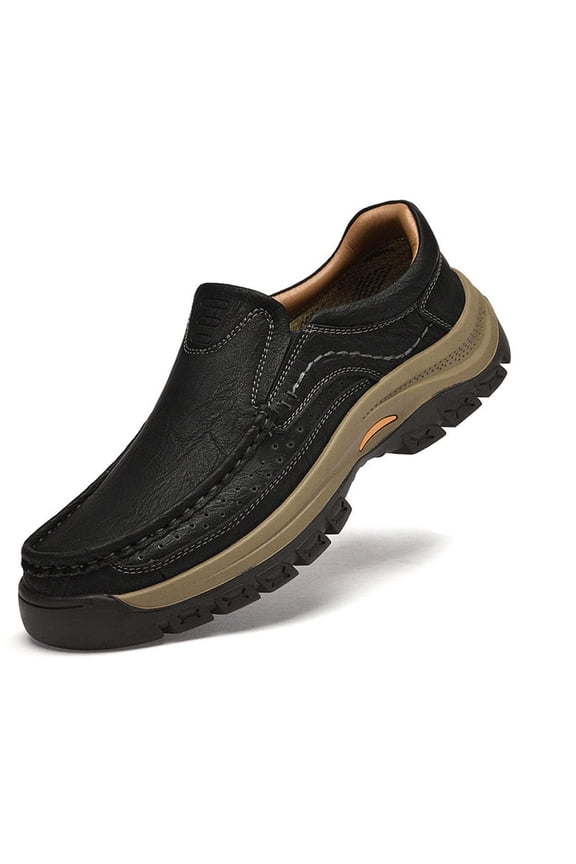 Men's Handmade Genuine Leather Orthopedic Comfortable Walking Boots Handmade Leather Driving Boots Arch Support Breathable Soft Bottom Flat for Driving Hiking
