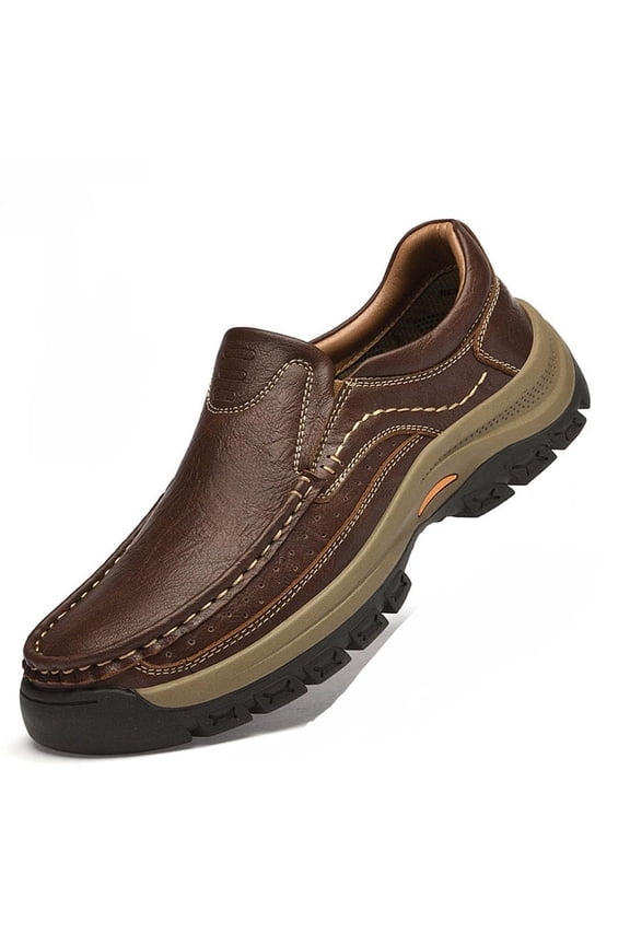 Men's Handmade Genuine Leather Orthopedic Comfortable Walking Boots Handmade Leather Driving Boots Arch Support Breathable Soft Bottom Flat for Driving Hiking