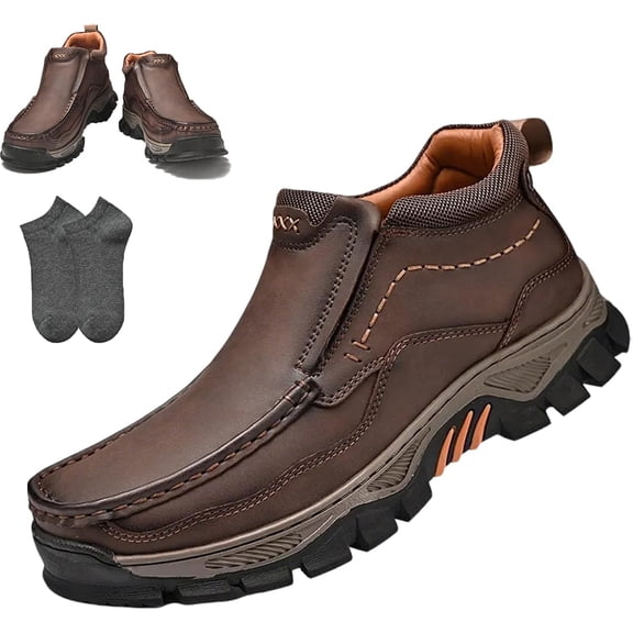 Men's Handmade Genuine Leather Orthopedic Comfortable Walking Boots - Waterproof, Casual, High Top, Wide Toe Box