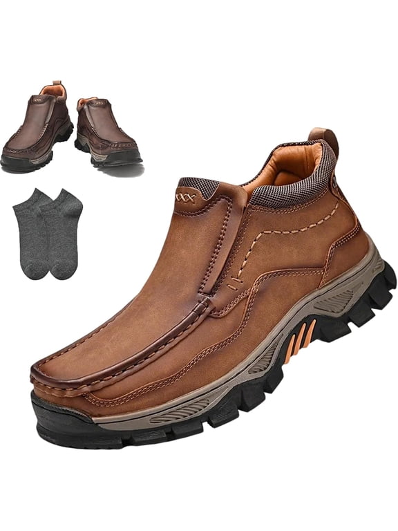 Men's Handmade Genuine Leather Orthopedic Comfortable Walking Boots - Waterproof, Casual, High Top, Wide Toe Box