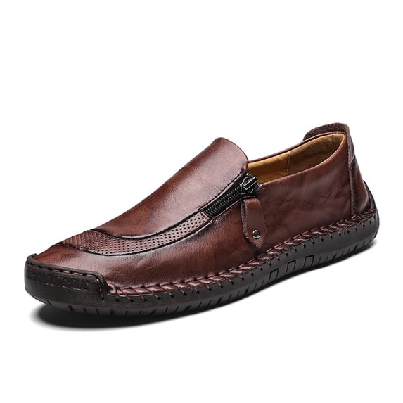 Men's Handmade Leather Loafers Breathable Casual Slip-On Shoes Comfortable for Work, Travel, Outdoor, and Everyday Wear Large Size Trendy Spring Footwear