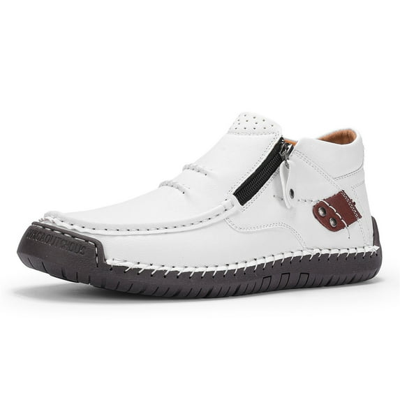 Men's Handmade Leather Shoes | Extra Wide Fit Slip-On Loafers | Non-Slip Rubber Sole & Breathable Design | Classic Business Casual & Outdoor Flat Shoes Zapatos de Cuero