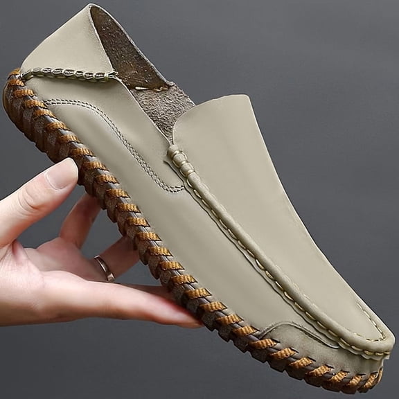 Men's Handmade Loafers - Slip- Boat Shoes with Round Toe, Rubber Sole Suitable for Daily Wear, Parties, Formal Events - - Black, Brown, Grey (Available in Men's Sizes)