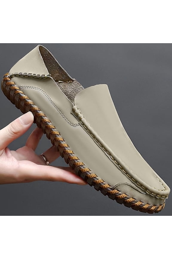 Men's Handmade Loafers - Slip- Boat Shoes with Round Toe, Rubber Sole Suitable for Daily Wear, Parties, Formal Events - - Black, Brown, Grey (Available in Men's Sizes)