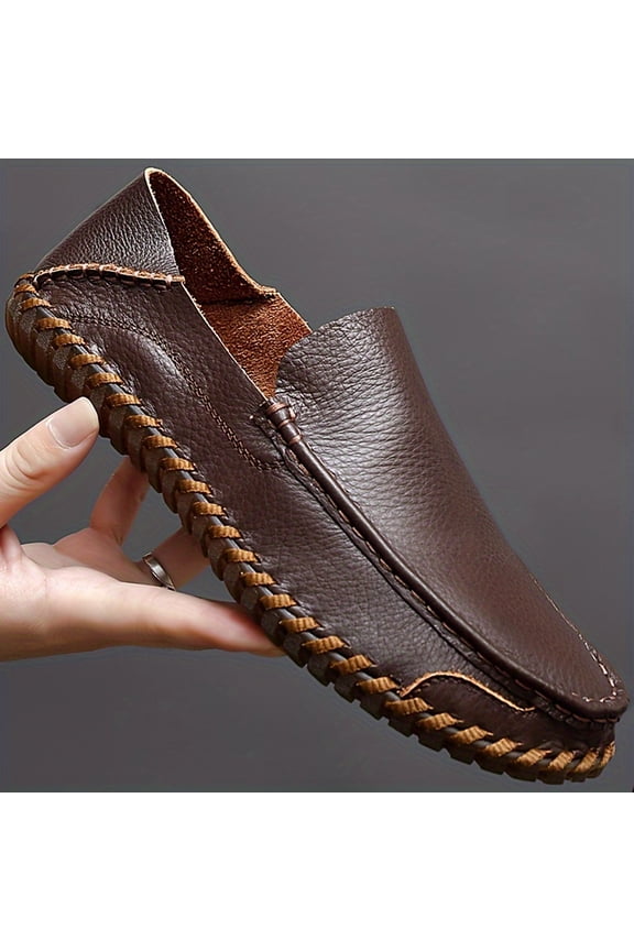 Men's Handmade Loafers - Slip- Boat Shoes with Round Toe, Rubber Sole Suitable for Daily Wear, Parties, Formal Events - - Black, Brown, Grey (Available in Men's Sizes)