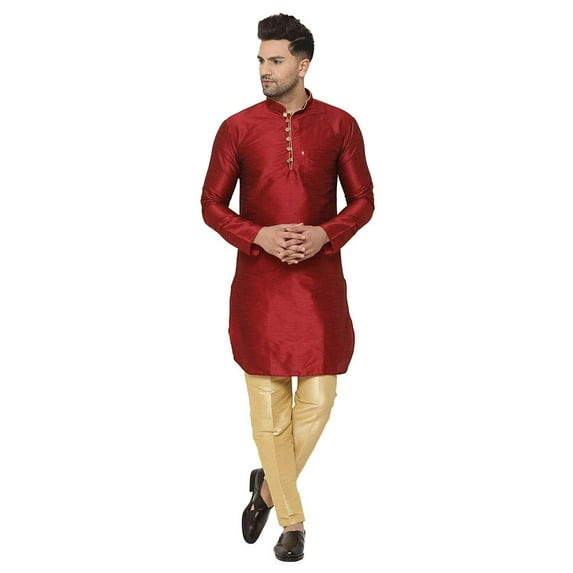 Men's Handmade Silk Blend Festive Kurta with Bottom...