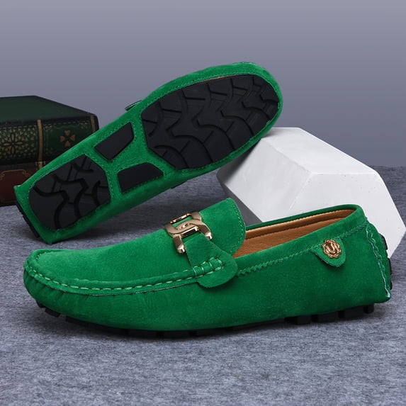 Men’s Handmade Slip On Loafers Comfortable Non Slip Casual Walking Shoes with Durable Rubber Sole for Driving Travel Office and Everyday Wear