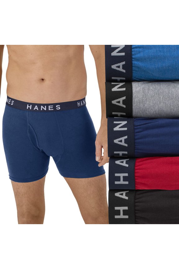 Men's Hanes® Ultimate 4+1 Bonus Pack ComfortBlend Boxer Brief Underwear Color: Blue Red Size: L