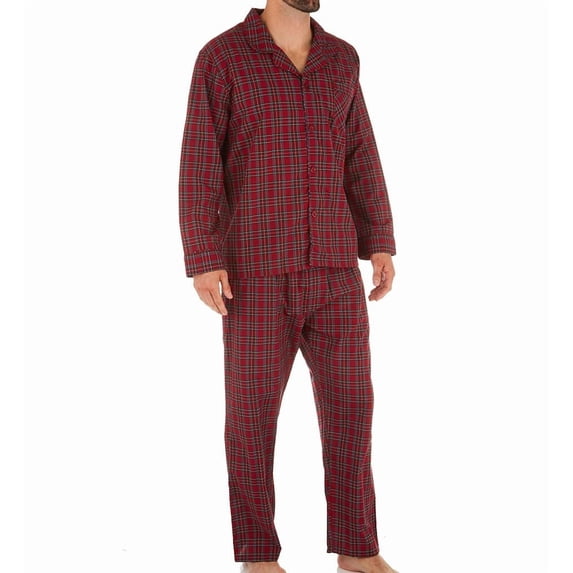 Men's Hanes 4016B Big Man Classics Broadcloth Woven Pajama Set (Red Plaid 7XL)