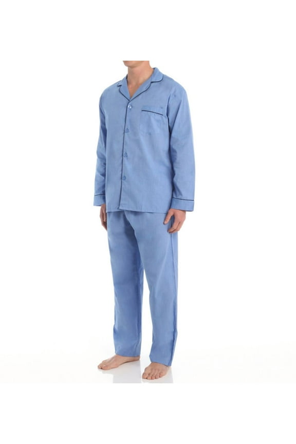 Men's Hanes 4016B Big Man Classics Broadcloth Woven Pajama Set (Solid Blue 3XL)