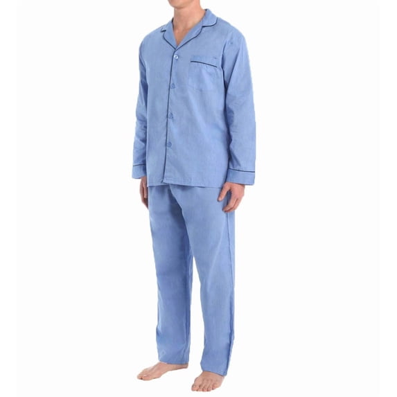 Men's Hanes 4016B Big Man Classics Broadcloth Woven Pajama Set (Solid Blue 3XL)