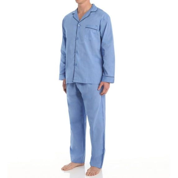 Men's Hanes 4016B Big Man Classics Broadcloth Woven Pajama Set (Solid Blue 6XL)