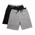 thumbnail image 1 of Men's Hanes 4034A Classic Cotton Blend Lounge Short - 2 Pack (Black/Grey Stripe L), 1 of 2