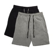 Men's Hanes 4034BA Big Man Classic Cotton Blend Lounge Short - 2 Pack (Black/Grey 5XL)