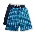 thumbnail image 1 of Men's Hanes 4034BA Big Man Classic Cotton Blend Lounge Short - 2 Pack (Navy/Blue Plaid 2XL), 1 of 2