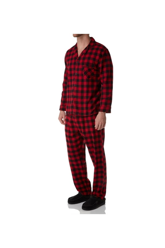 Men's Hanes 4039T Tall Man Plaid Flannel Pajama Set (Red Plaid XLT)