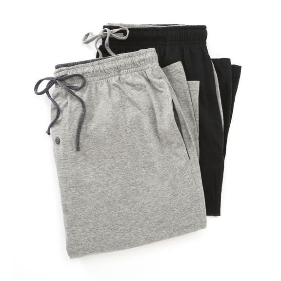 Men's Hanes 4047 Classics 100% Cotton Knit Pant - 2 Pack (Black/Grey L)