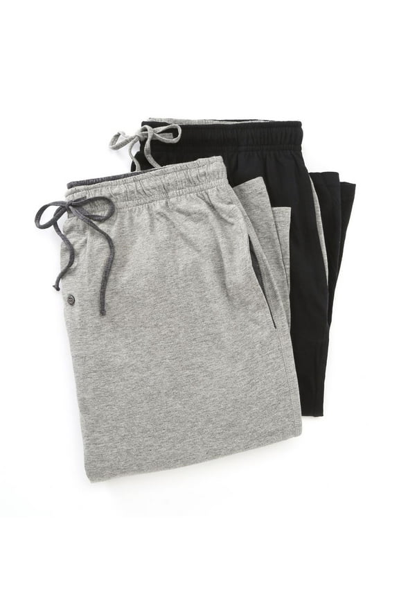 Men's Hanes 4047 Classics 100% Cotton Knit Pant - 2 Pack (Black/Grey XL)