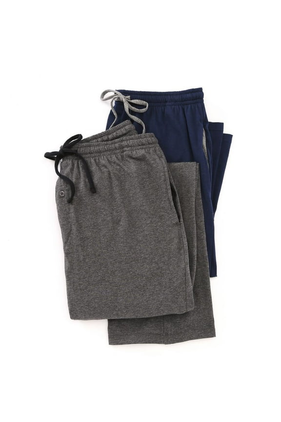 Men's Hanes 4047BA Big Man Classic Cotton Blend Lounge Pant - 2 Pack (Navy/Grey 4XL)