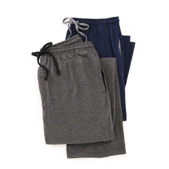 Men's Hanes 4047BA Big Man Classic Cotton Blend Lounge Pant - 2 Pack (Navy/Grey 5XL)