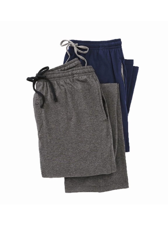 Men's Hanes 4047TA Tall Man Classic Cotton Blend Lounge Pant - 2 Pack (Navy/Grey 2XLT)
