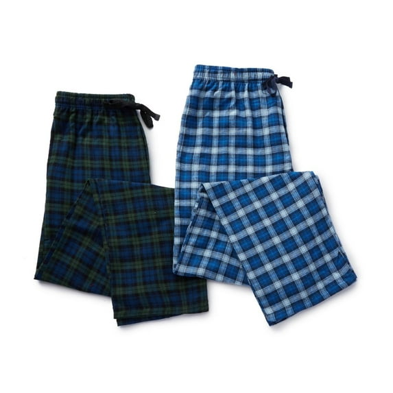 Men's Hanes 4086T Tall Man Plaid Flannel Pants - 2 Pack (Blue/Black Plaid 3XLT)